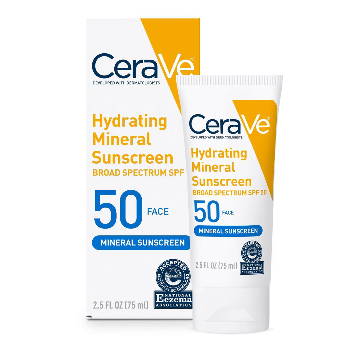 CeraVe Hydrating 100% Mineral Sunscreen for Face SPF 50 - 2.5 fl oz